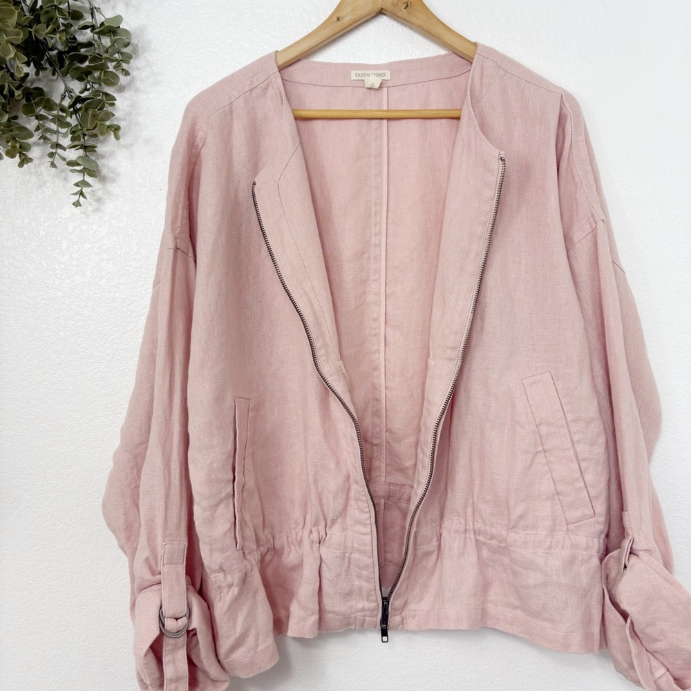 Eileen Fisher Pink Linen Women's Jacket - Picture 3 of 7